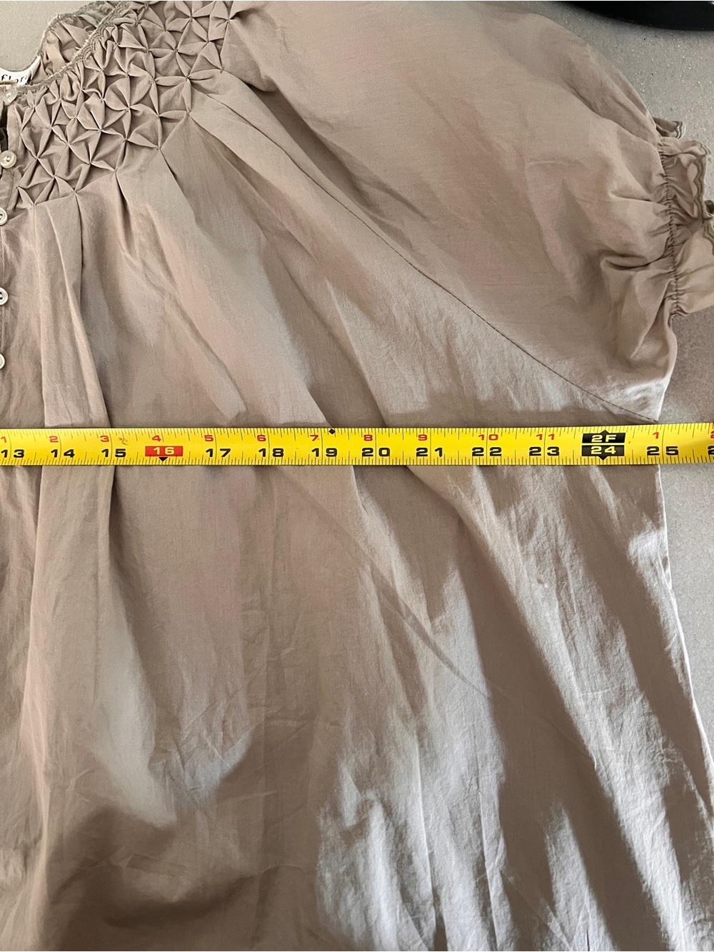 Neuflora Taupe Smocked Yoke Women's Top - Picture 6 of 6
